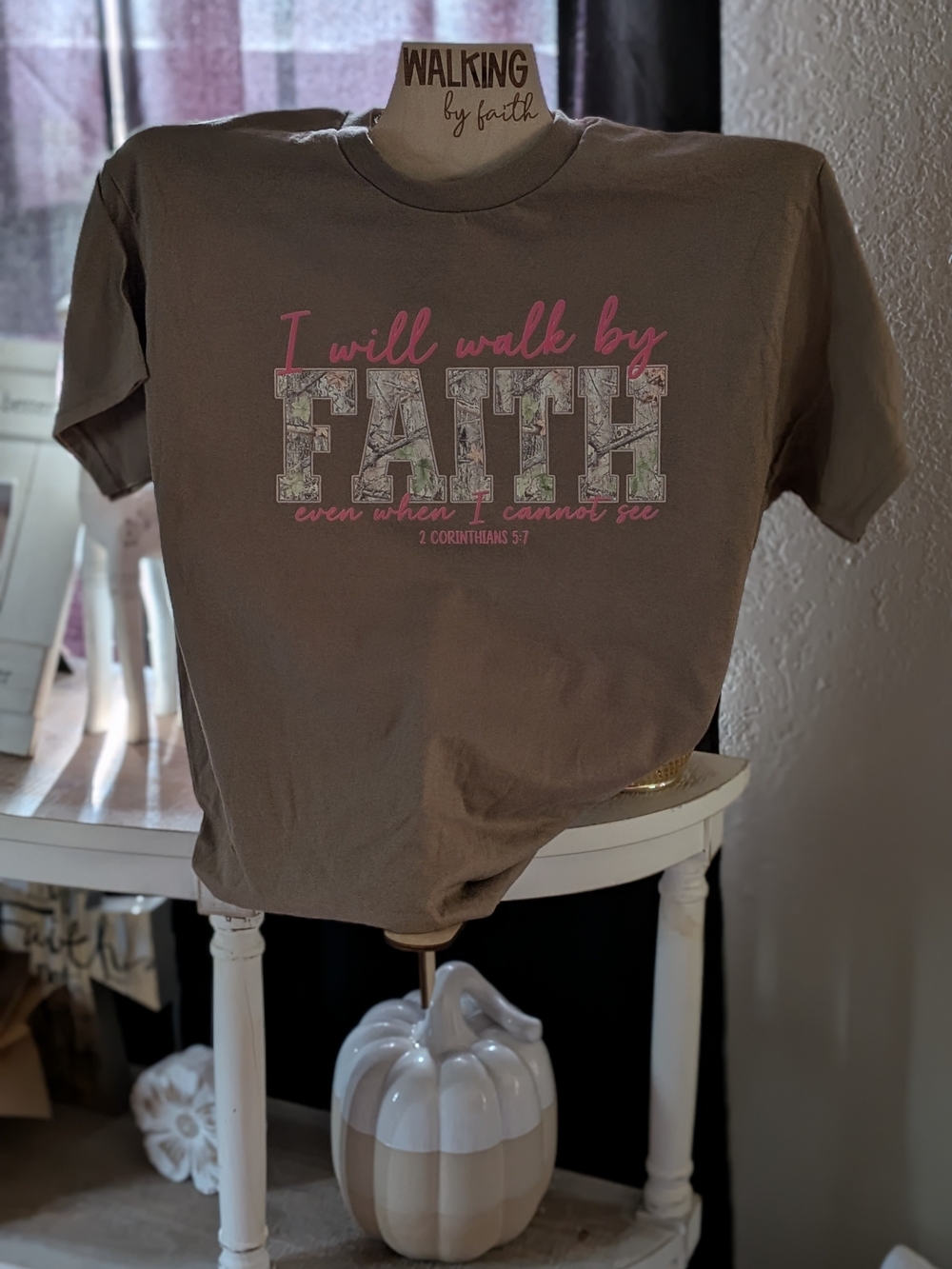 Faith Graphic Tee Brown with Pink Accents